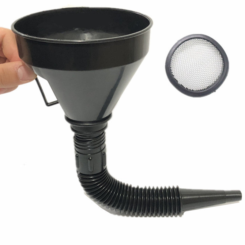 Embudo de combustible con filtro integrado – Plástico técnico resistente para coche y moto