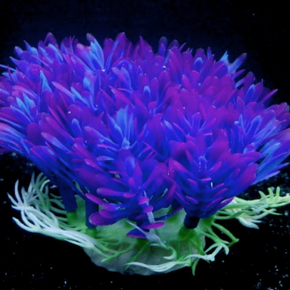 Planta decorativa redonda para acuarios – Césped artificial con base estable