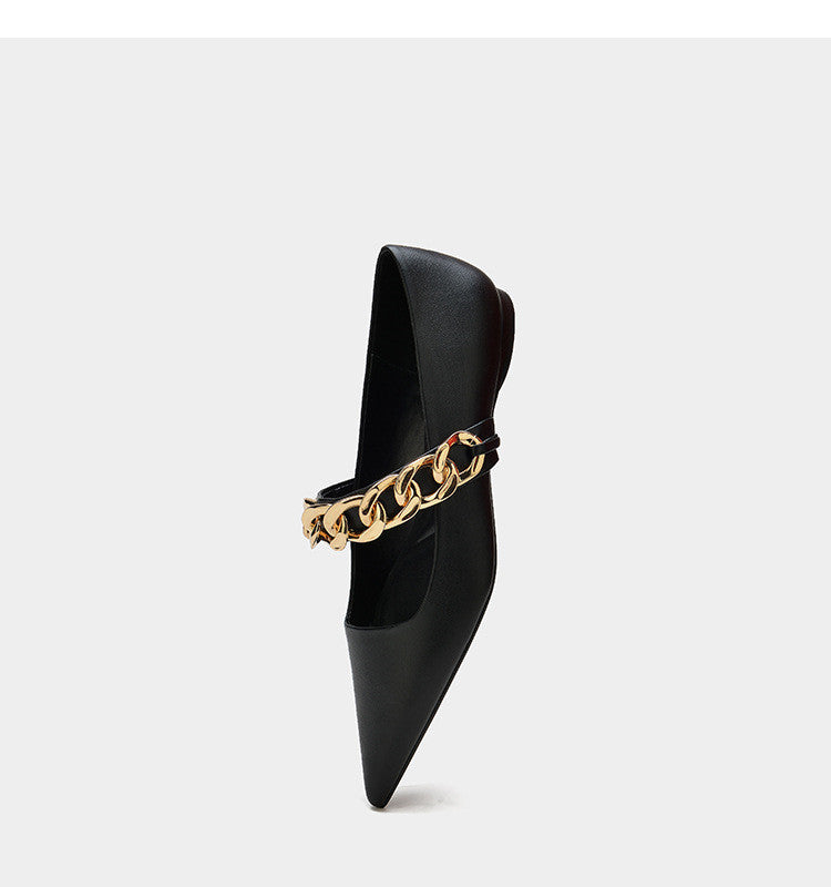 Zapatos planos de mujer con cadena dorada – Elegantes y cómodos para uso diario