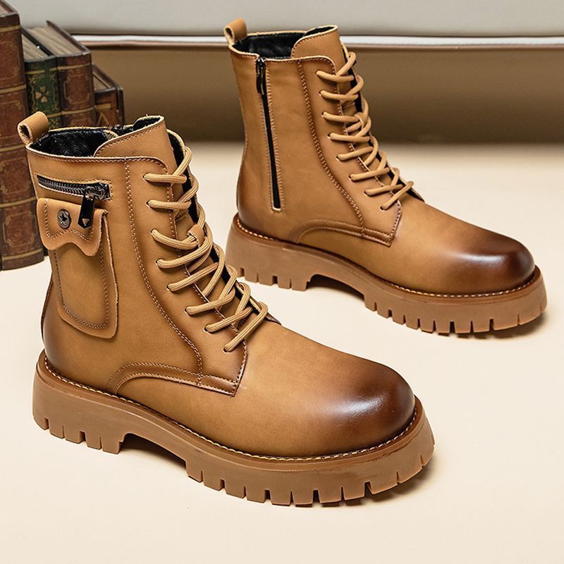 Botas Martin de hombre — Diseño de caña alta en cuero PU con cierre de hebilla