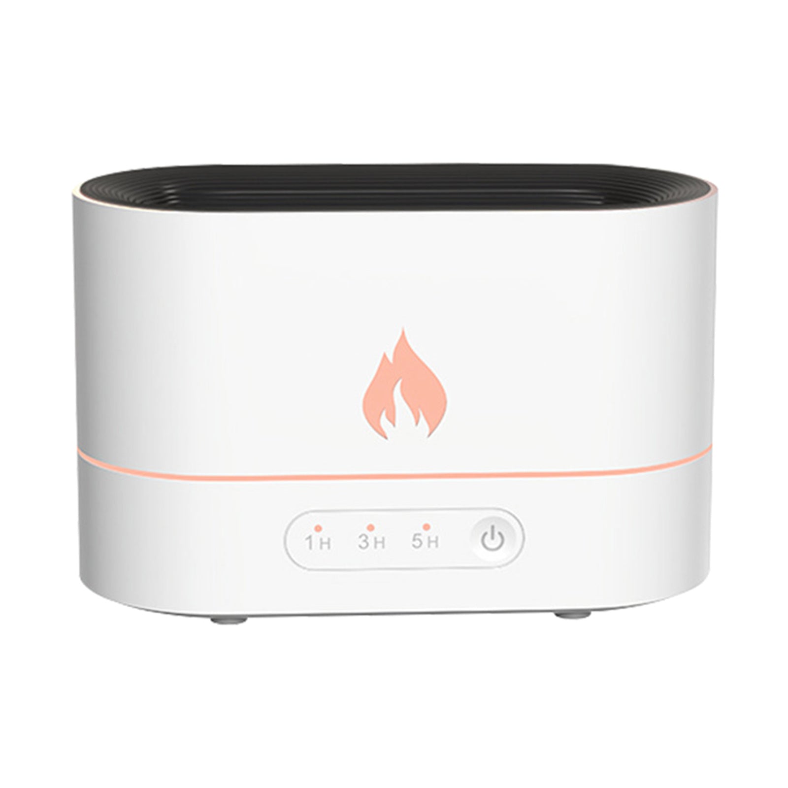Difusor aromático con efecto llama y humidificación ultrasónica con luz ambiental LED.