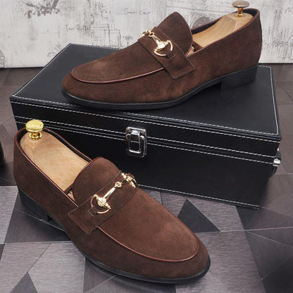Mocasines slip-on de cuero para hombre — Estilo casual con punta cuadrada y suela plana
