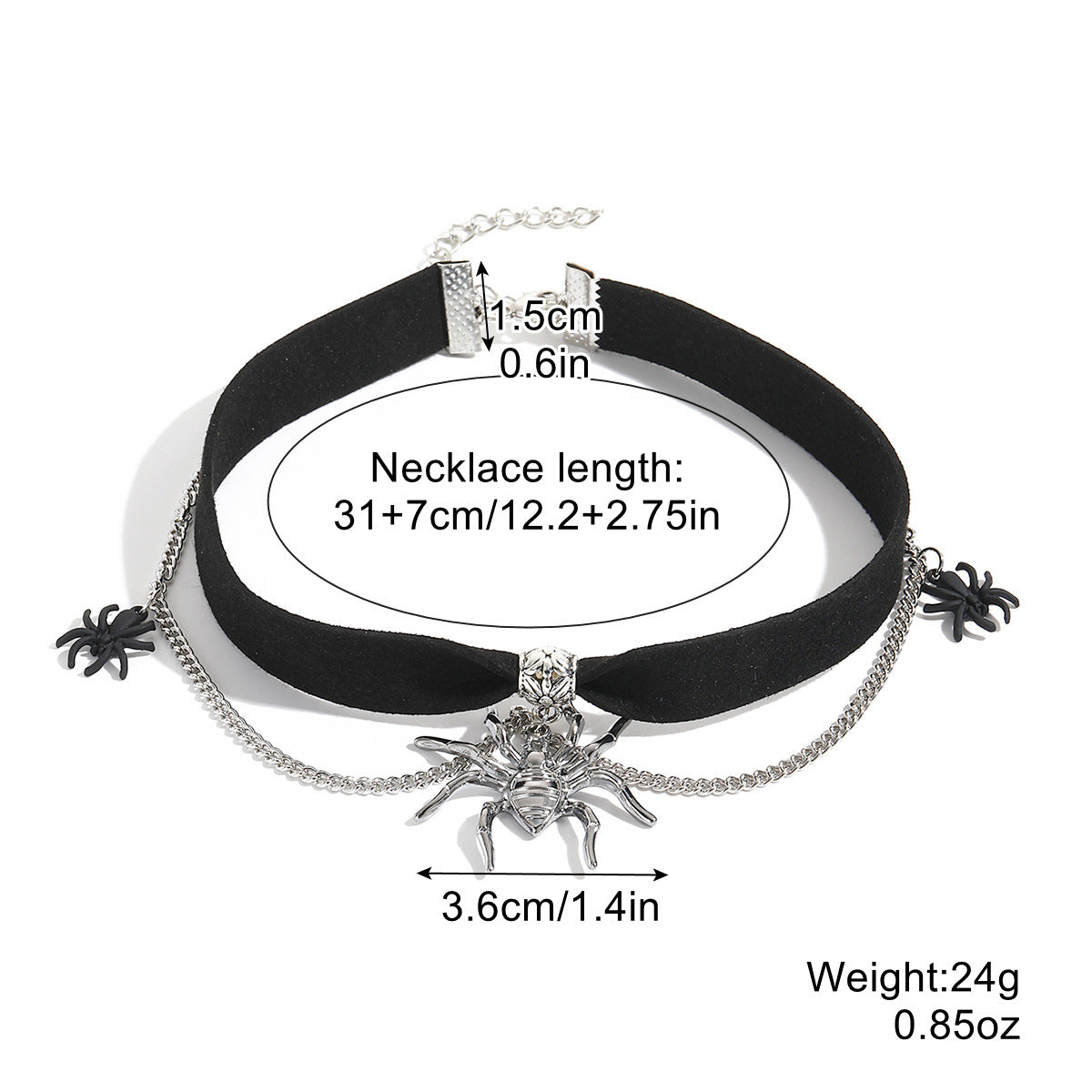 Collar Halloween con Colgante de Murciélago, Calabaza, Fantasma y Araña – Aleación de Zinc Galvanizada