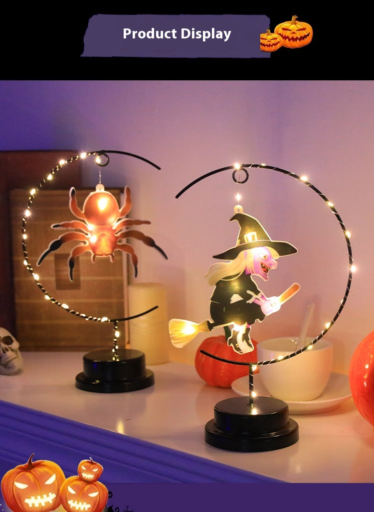 Lámpara Decorativa de Bruja en Hierro Forjado – Luz LED de Halloween
