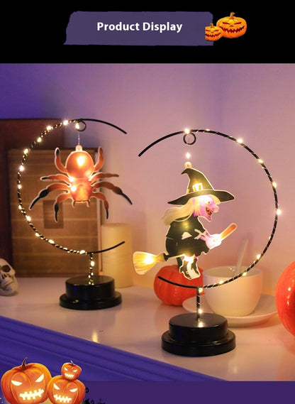 Lámpara Decorativa de Bruja en Hierro Forjado – Luz LED de Halloween