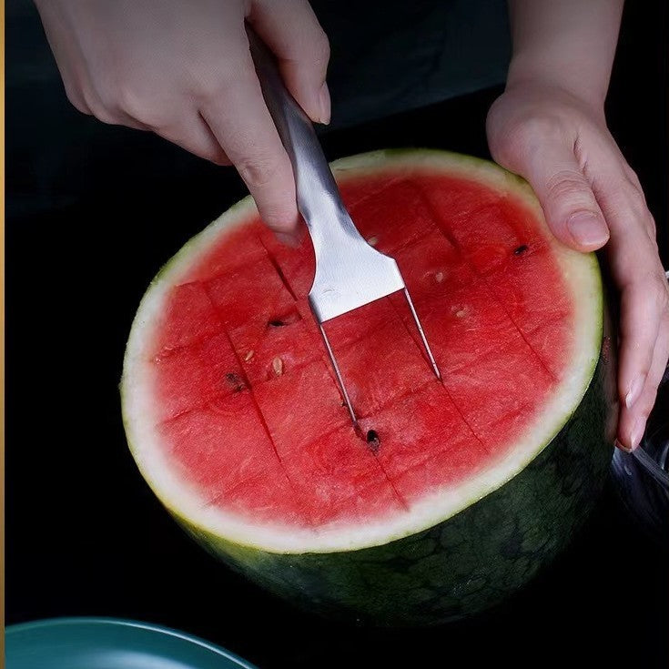 Cortador de sandía 2 en 1 – Tenedor y cuchillo de acero inoxidable
