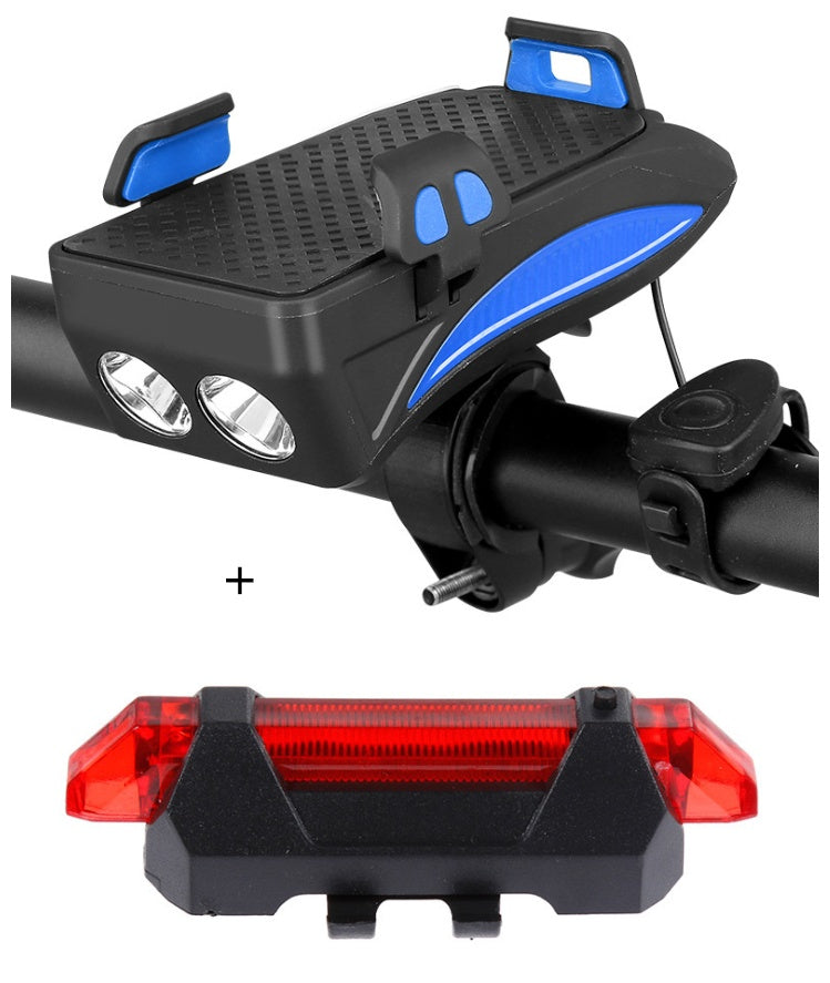 Soporte de teléfono para bicicleta con luz LED, timbre y cargador USB – Power Bank multifunción 2026