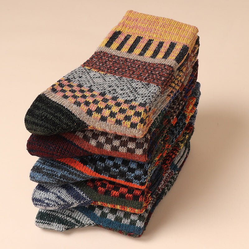 Calcetines retro de invierno para hombre – Pack de 5 o 10 pares estilo vintage