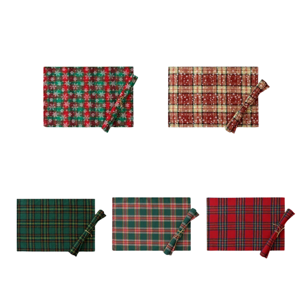 Camino de mesa navideño nórdico de PET con diseño a cuadros en varios colores y tamaños para decoración de comedor