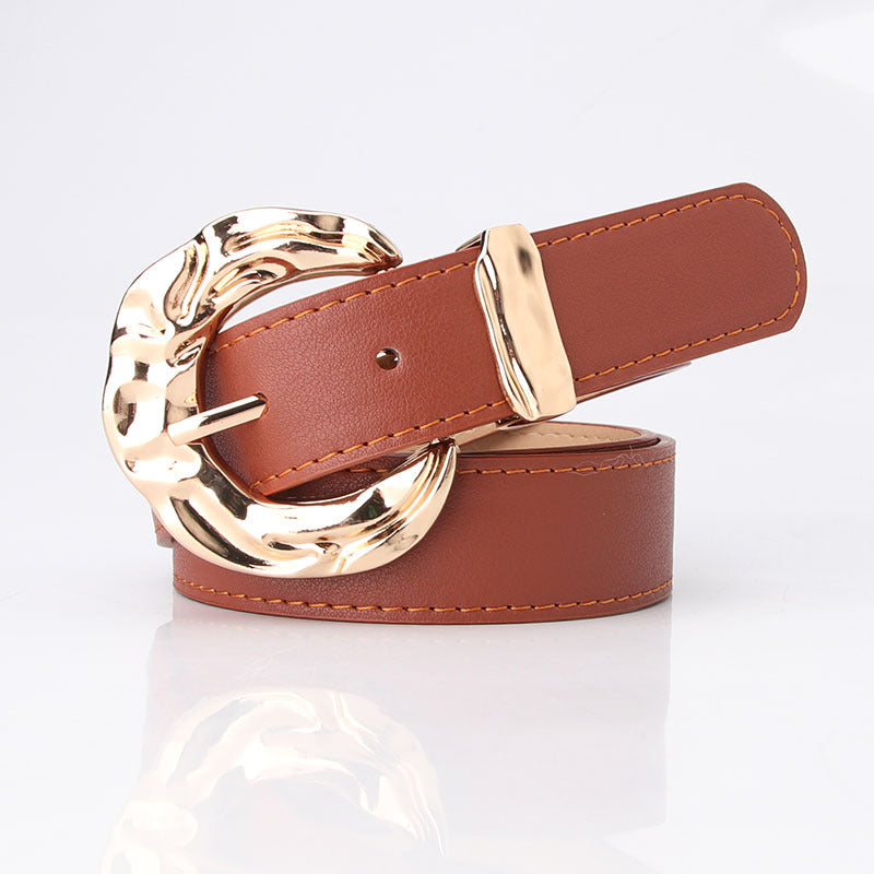 Cinturón unisex de PU con hebilla clásica de pasador, diseño minimalista y acabado moderno disponible en varios colores.