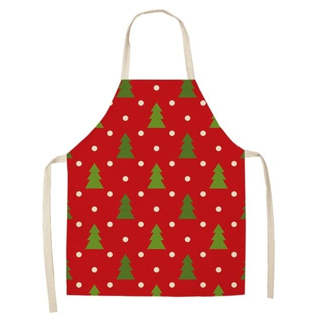 Delantal navideño de lino y algodón con diseño festivo creativo para cocina y eventos familiares