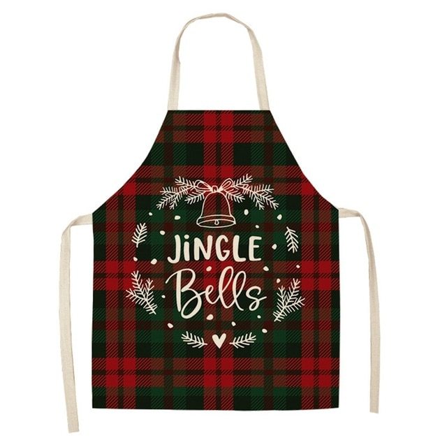 Delantal navideño de lino y algodón con diseño festivo creativo para cocina y eventos familiares