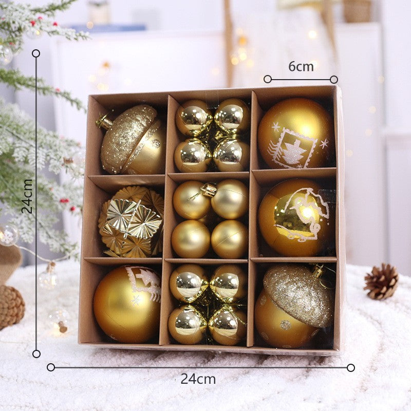 Set de bolas navideñas de plástico PC en varios tamaños y combinaciones de colores para decoración de árbol