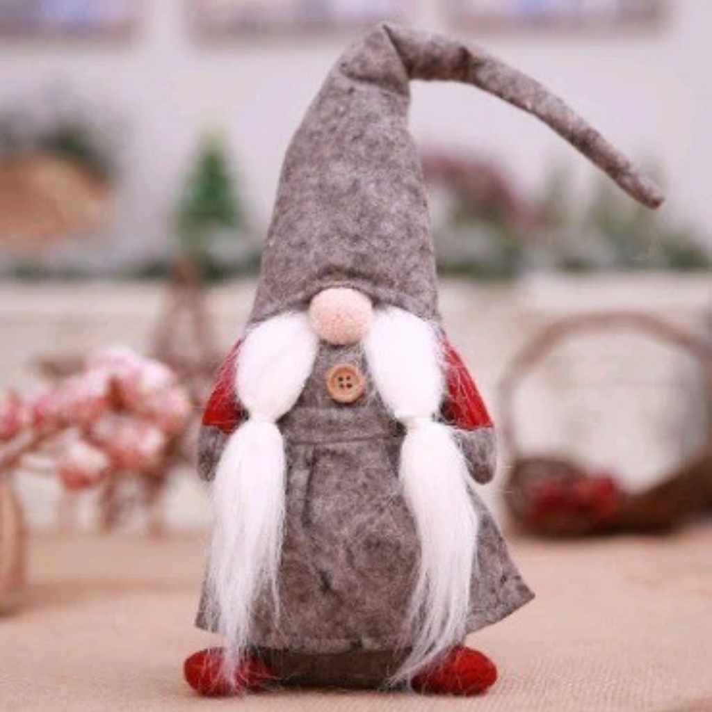 Muñeco decorativo navideño estilo nórdico de tela con base de gravedad y barba esponjosa para interiores