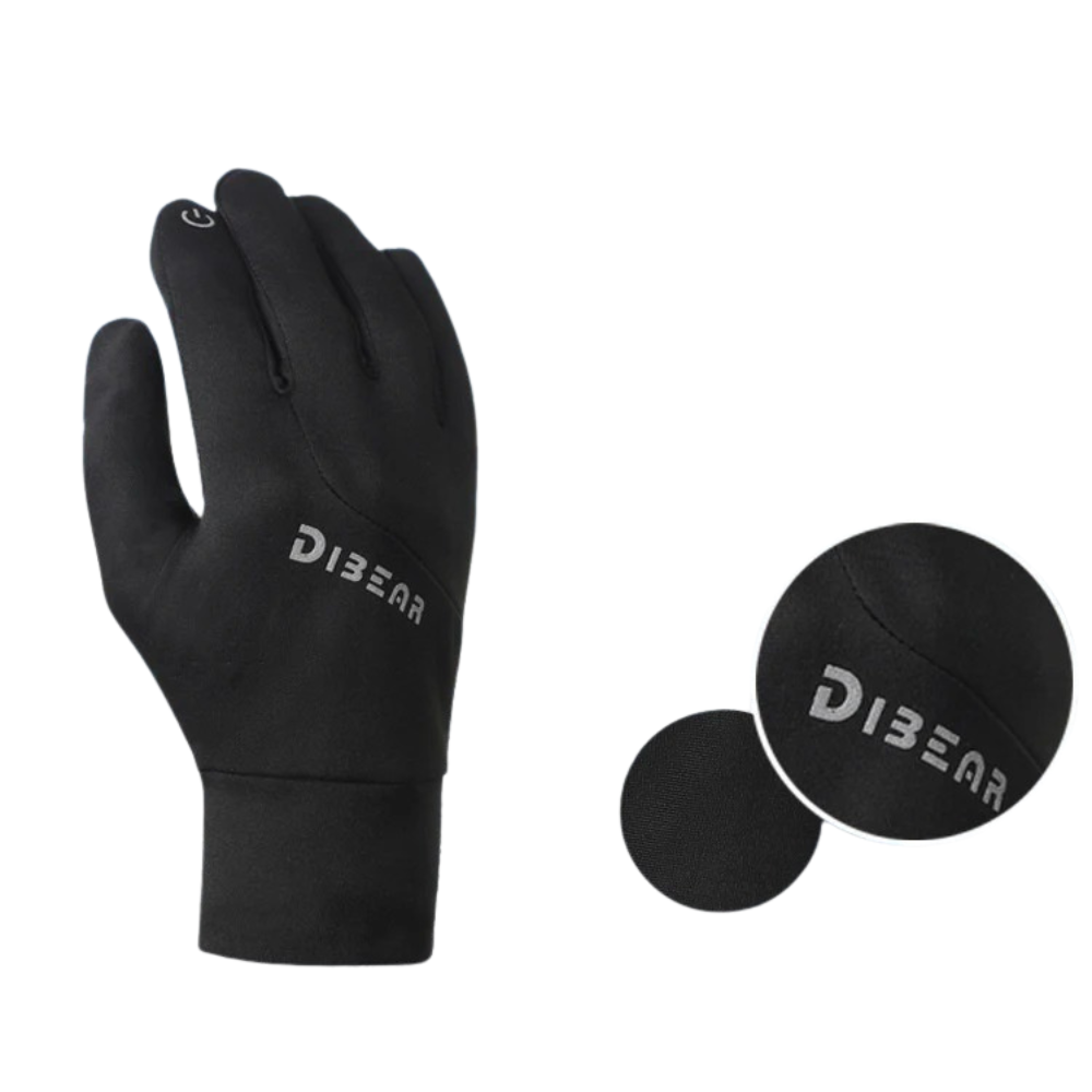 guantes deportivos térmicos negros antideslizantes de tejido elástico para ciclismo running y entrenamiento