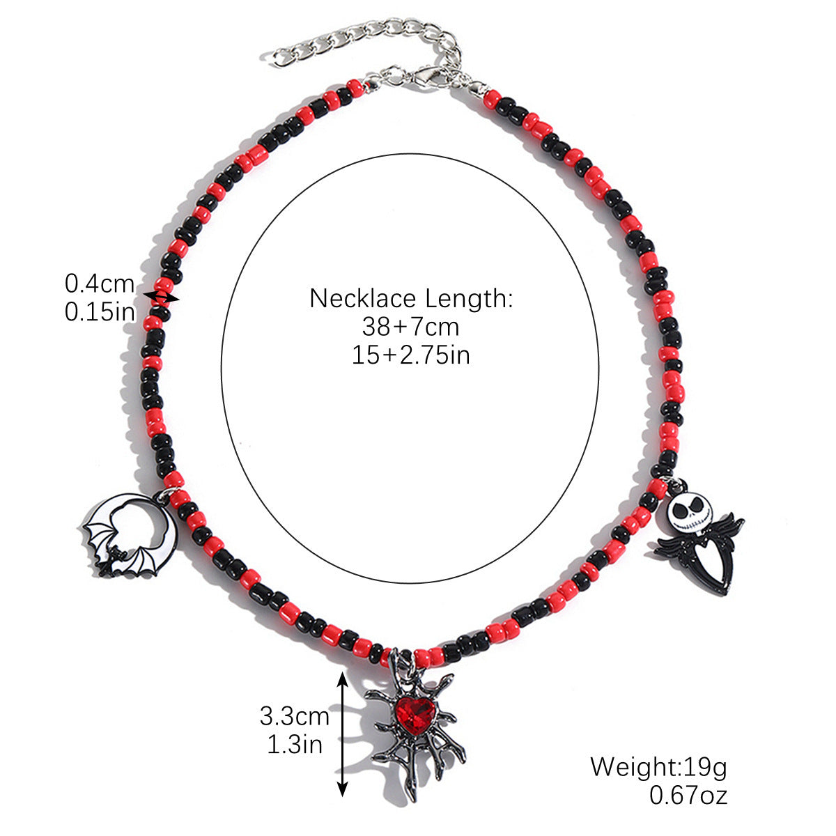 Collar Halloween con Colgante de Murciélago, Calabaza, Fantasma y Araña – Aleación de Zinc Galvanizada