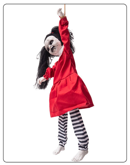 Fantasma Colgante “Niña Roja” – Decoración de Halloween con Brazos Móviles