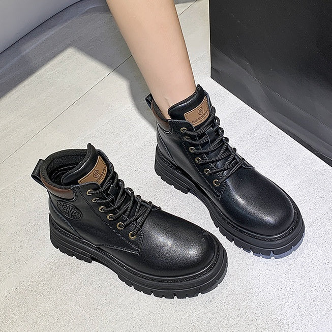 Botas Martin de Cuero Genuino con Plataforma Elevadora para Mujer