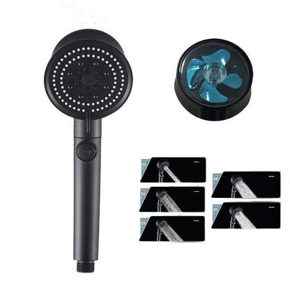 cabezal de ducha turbo con turbina de alta presión y luz LED multicolor para baño doméstico