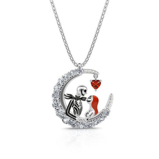 💀🌙 Collar Luna y Calavera con Brillantes 2026 – Joyería de Amor Gótico para Halloween 💎🖤