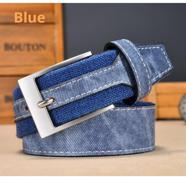Cinturón de lona retro para hombre – estilo casual con hebilla metálica