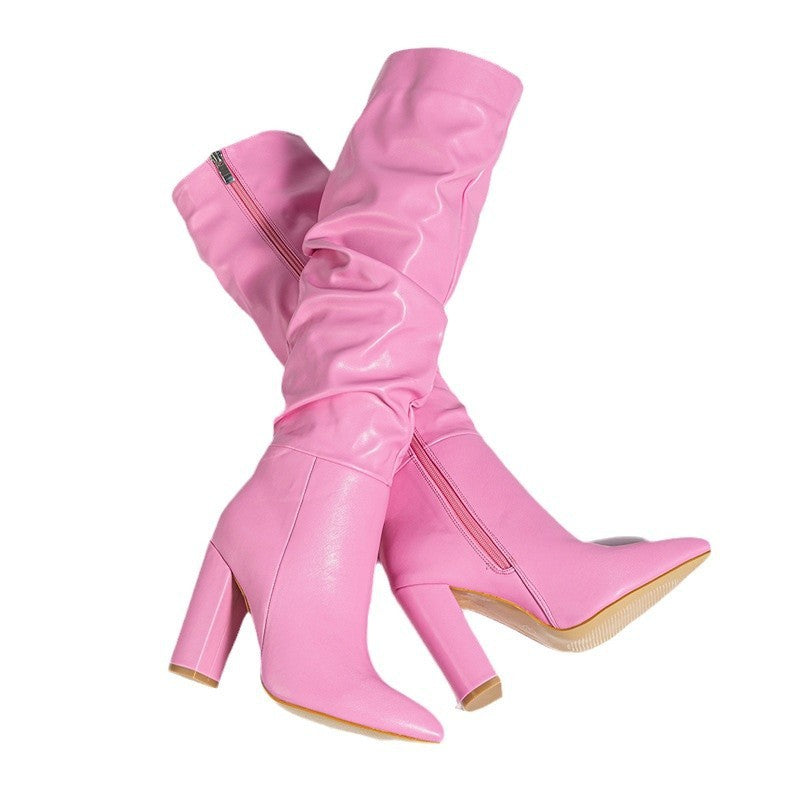 Botas de Tacón Alto con Punta Fina – Elegantes y Cálidas para Mujer