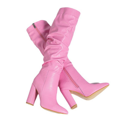 Botas de Tacón Alto con Punta Fina – Elegantes y Cálidas para Mujer