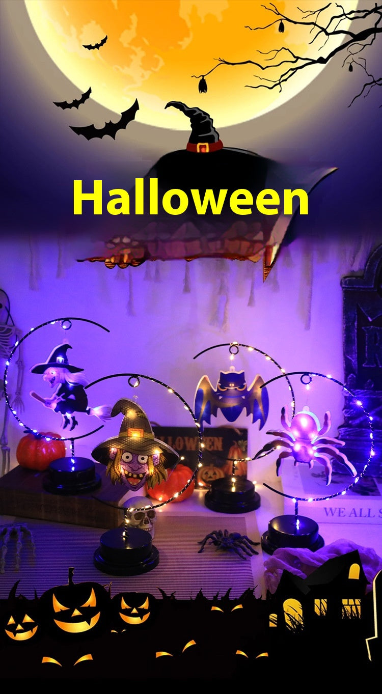 Lámpara Decorativa de Bruja en Hierro Forjado – Luz LED de Halloween