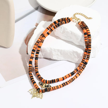 Collar Halloween con Colgante de Murciélago, Calabaza, Fantasma y Araña – Aleación de Zinc Galvanizada