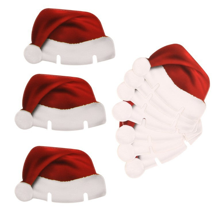 set de 10 mini gorros de Papá Noel rojos para decorar copas de vino o champán en tela no tejida