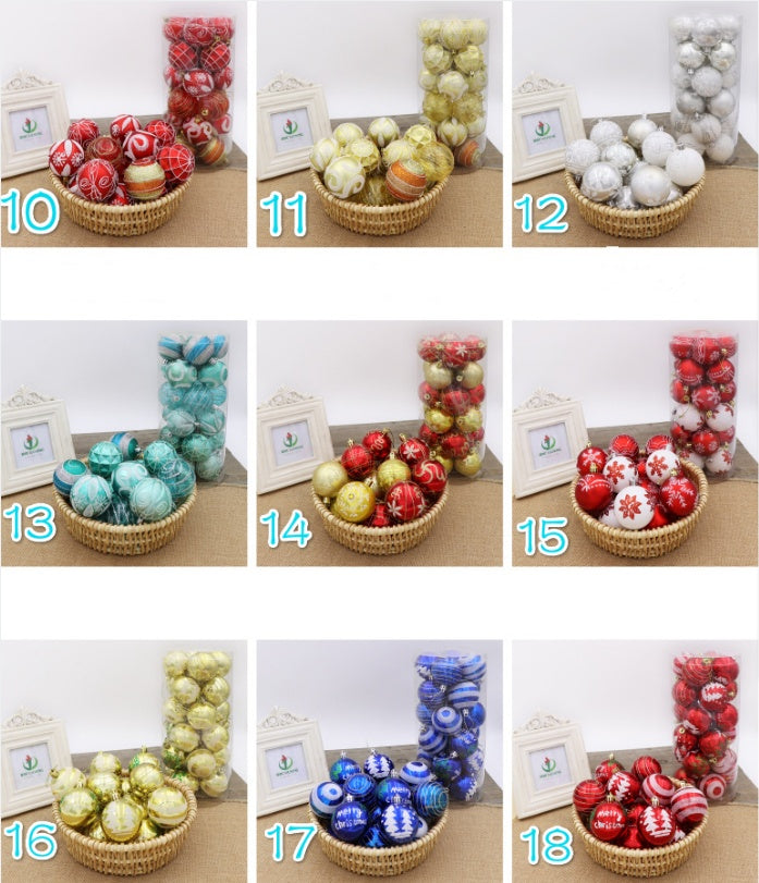 set de 24 bolas navideñas decorativas de PVC de 6 cm pintadas a mano con acabado brillante para árbol de Navidad