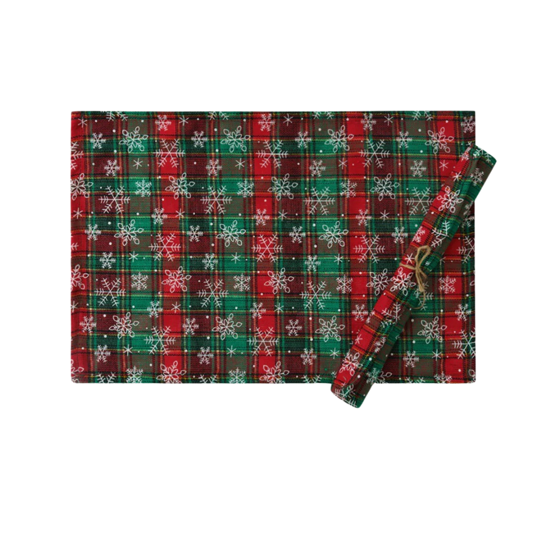 Camino de mesa navideño a cuadros – estilo nórdico con mantel individual