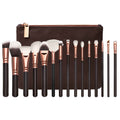 Set de 15 Brochas de Maquillaje Profesional con Bolsa Rose Gold