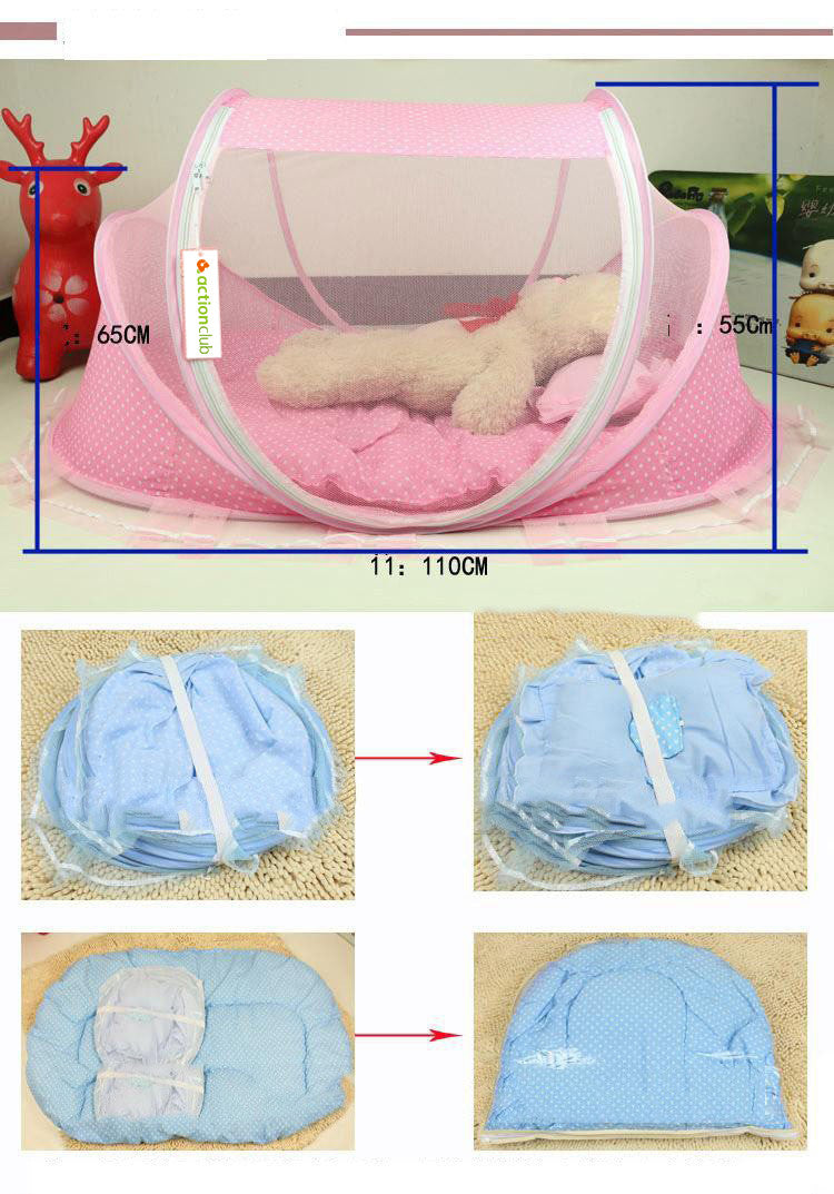 Cuna Plegable para Bebé con Mosquitera y Almohada – Set 2 Piezas