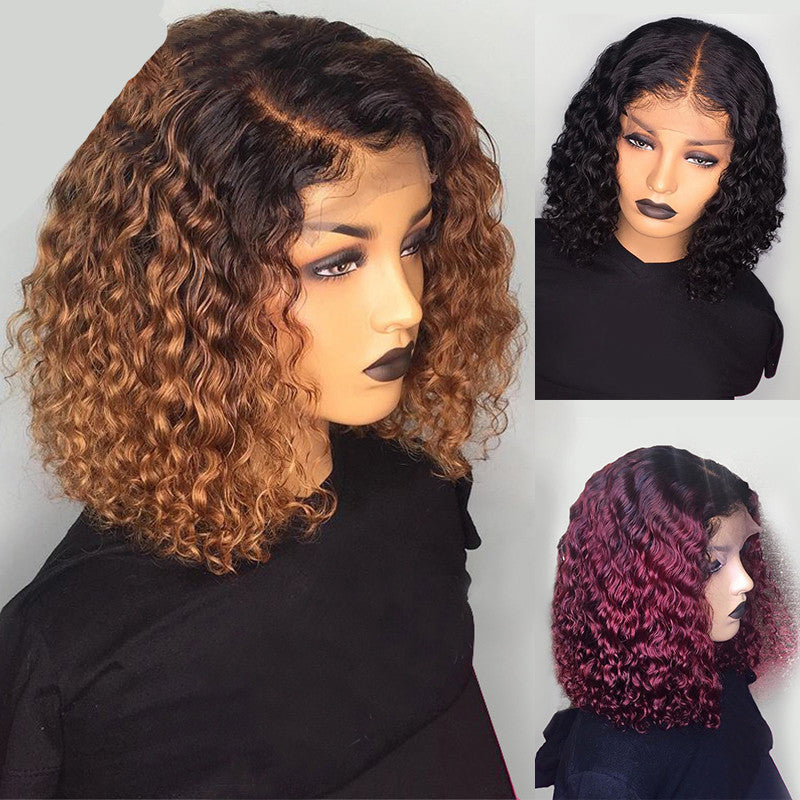 Peluca bob con ondas de agua de cabello humano 100 % natural