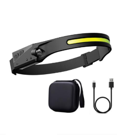 Linterna frontal LED COB con sensor de movimiento – Recargable e impermeable