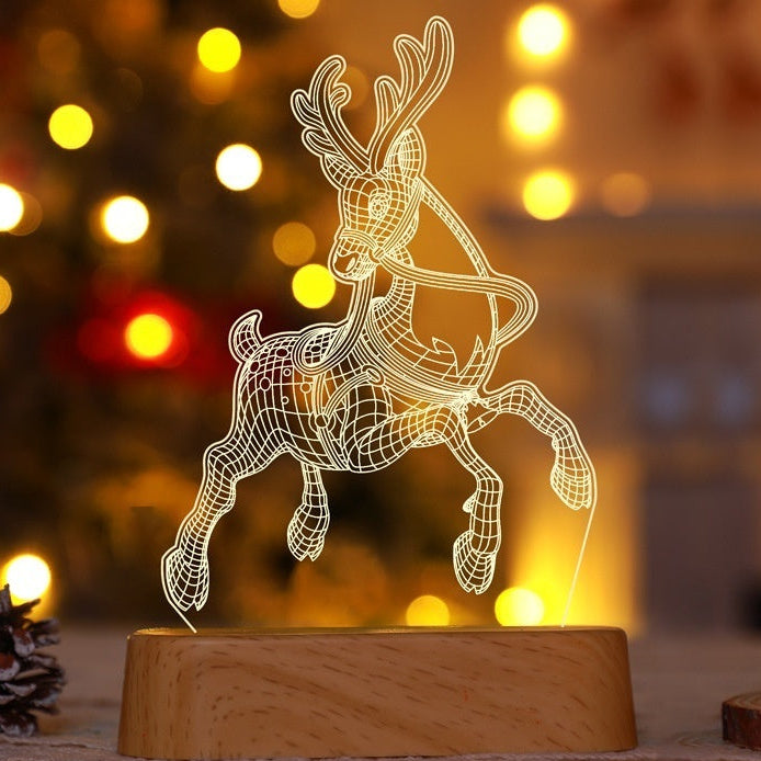 lámpara LED 3D acrílica de luz cálida con diseño tridimensional para decoración interior segura y de bajo consumo