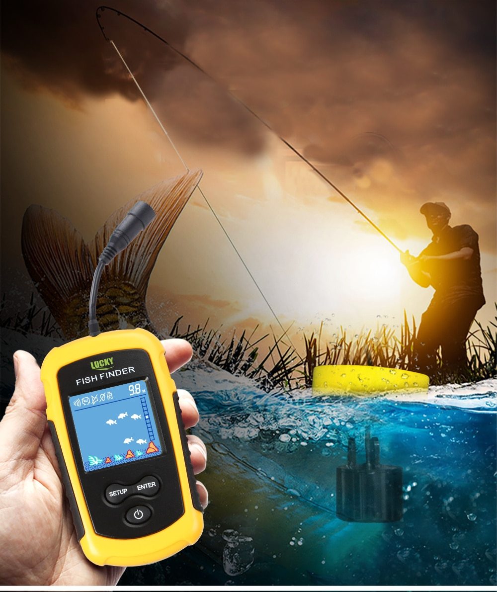 Detector de peces profesional Lucky FF1108-1 – sonar portátil con pantalla LED y alarma