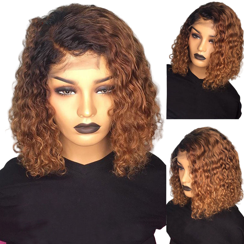 Peluca bob con ondas de agua de cabello humano 100 % natural