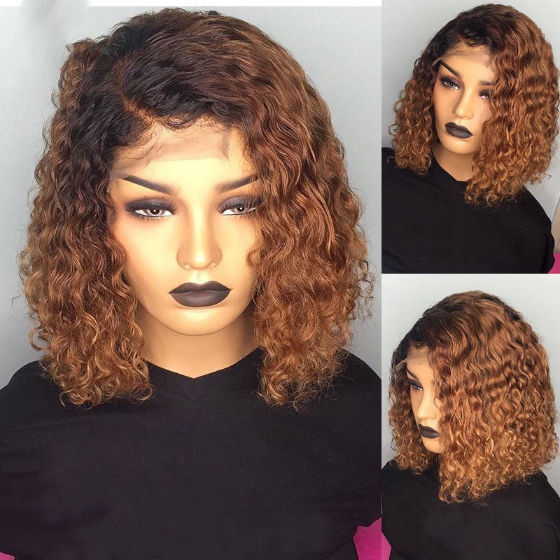Peluca bob con ondas de agua de cabello humano 100 % natural