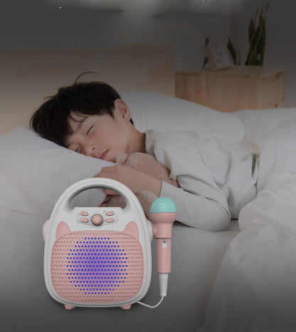 Máquina de Karaoke Infantil Bluetooth – Altavoz Portátil con Micrófono y Luces LED