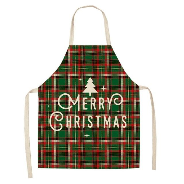 Delantal navideño de lino y algodón con diseño festivo creativo para cocina y eventos familiares