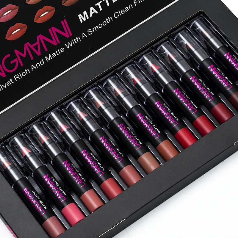 Set de 12 Labiales de Colores Intensos y de Larga Duración