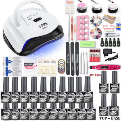 Kit Completo de Manicura Profesional con Lámpara LED 80W y Esmaltes UV