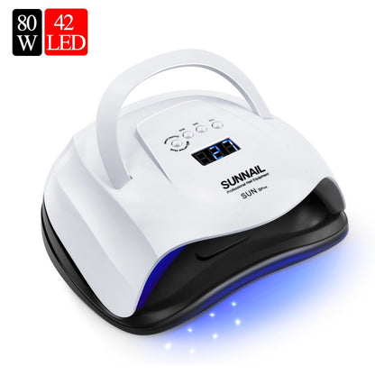 Kit Completo de Manicura Profesional con Lámpara LED 80W y Esmaltes UV