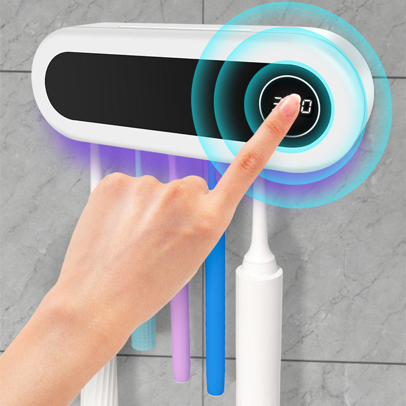 Soporte inteligente con esterilizador UV — Dispensador de pasta y portacepillos mural