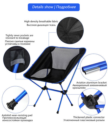 Silla plegable ultraligera de aluminio – camping y actividades al aire libre