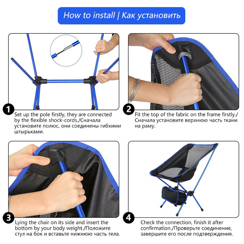 Silla plegable ultraligera de aluminio – camping y actividades al aire libre