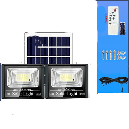 Luz Solar Exterior Industrial IP66 – Foco Impermeable con Control Remoto y Panel Solar