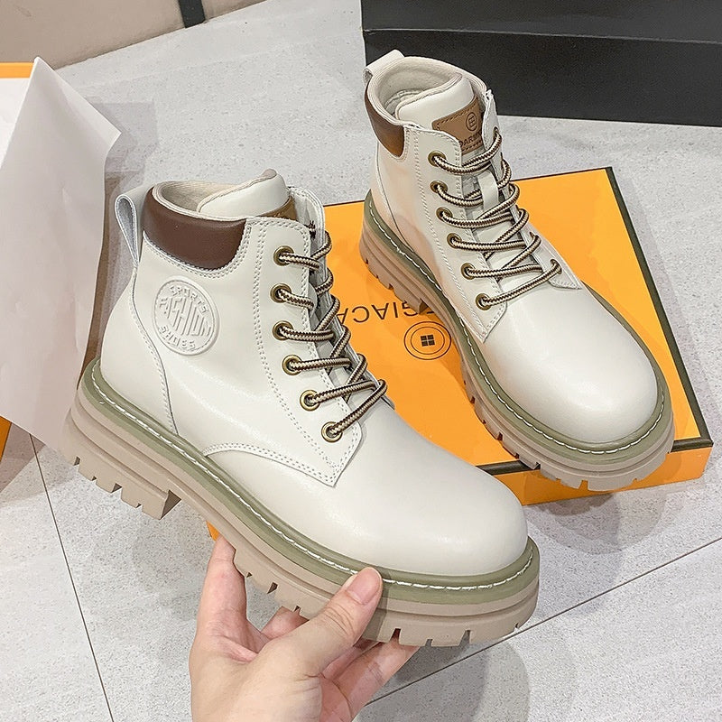 Botas Martin de Cuero Genuino con Plataforma Elevadora para Mujer